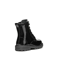 Girl's Shaylax Combat-Style Leather Ankle Boots