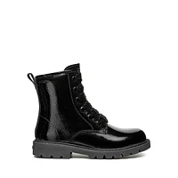 Girl's Shaylax Combat-Style Leather Ankle Boots