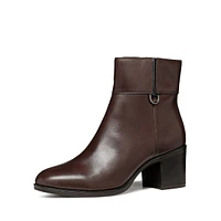 Women's New Asheel Leather Block-Heel Ankle Boots