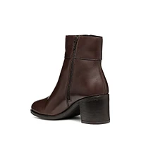 Women's New Asheel Leather Block-Heel Ankle Boots