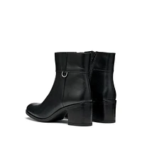 Women's New Asheel Leather Block-Heel Ankle Boots