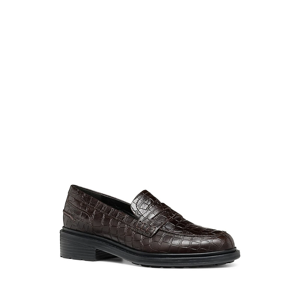 Women's Croc-Embossed Leather Loafers