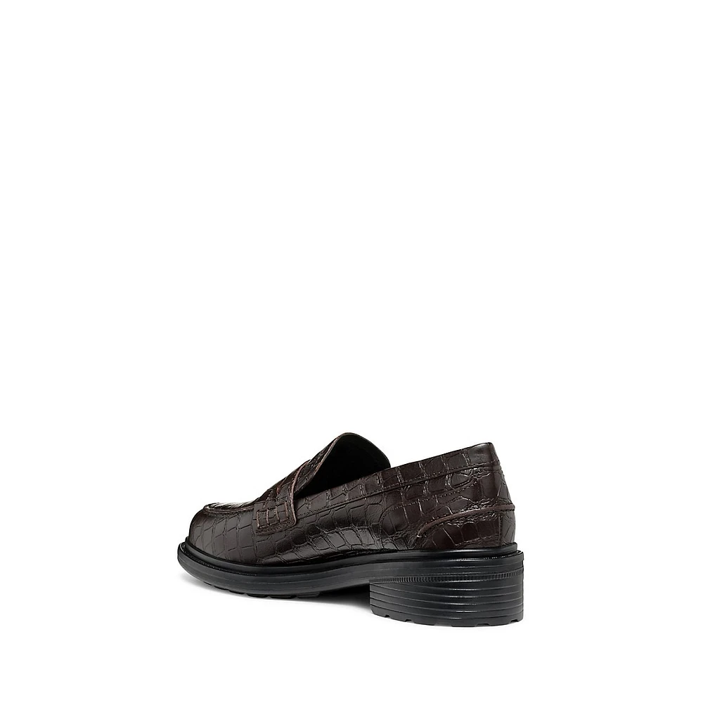 Women's Croc-Embossed Leather Loafers