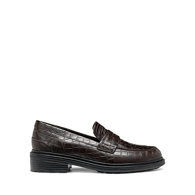 Women's Croc-Embossed Leather Loafers