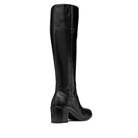 Womne's New Asheel Leather Block-Heel Tall Boots