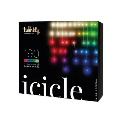 Guirlande de 190 ampoules DEL multicolores RGB+W Special Edition Icicles commandée par application
