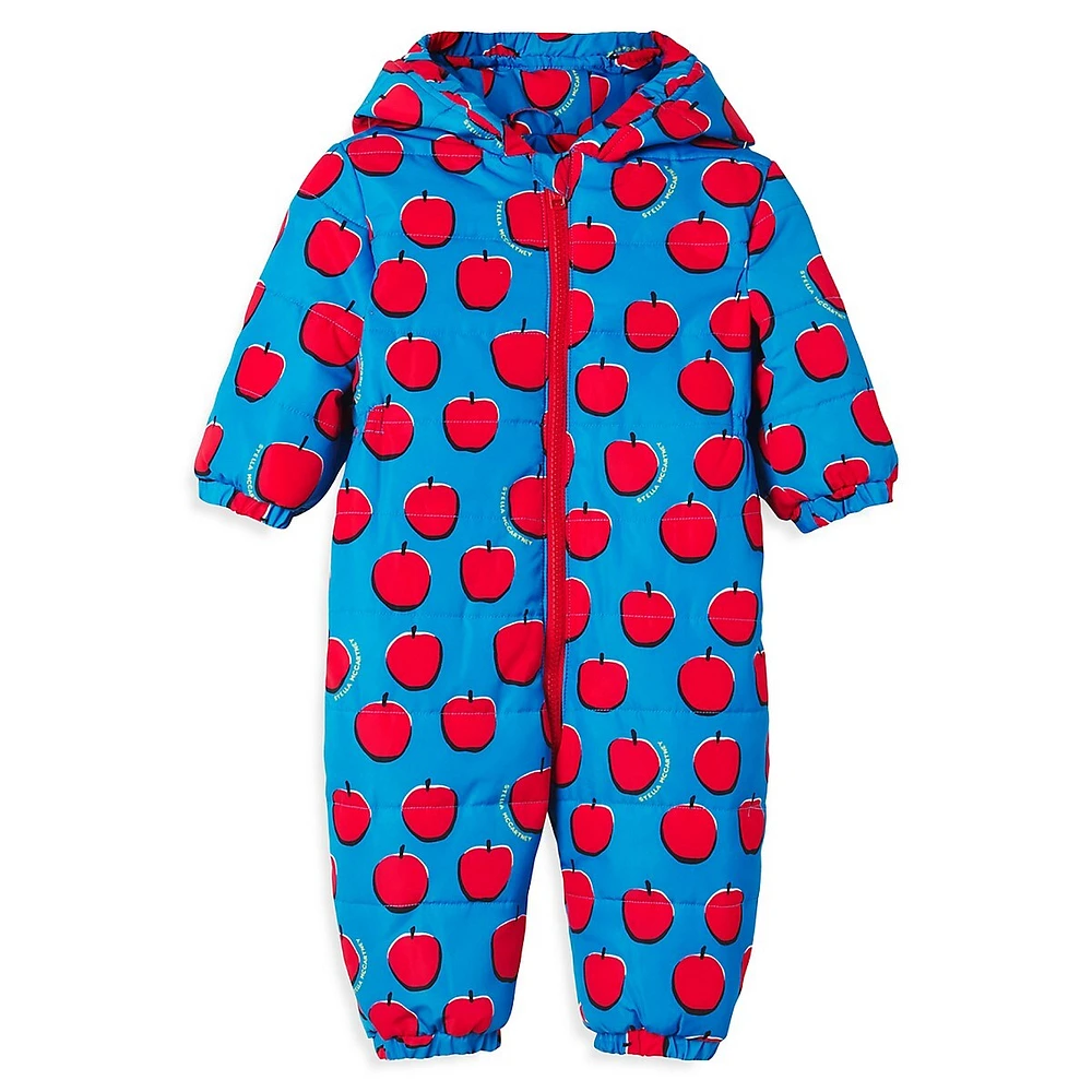 Baby Girl's Apple-Print Puffer Snowsuit