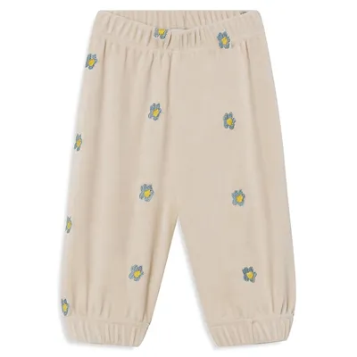 Baby Girl's Daisy Embroidered Velour Pants