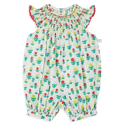 Baby Girl's Floral Bubble Romper