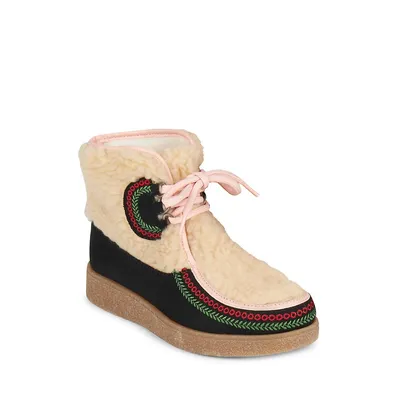 Girl's Embroidered Teddy Boots