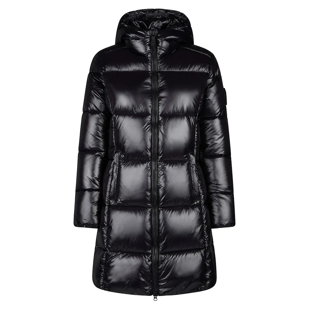 Ines Glossy Hooded Puffer Coat