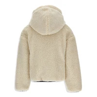 Little Girl's Bear-Pocket Faux Shearling Hooded Jacket