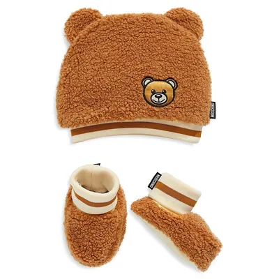 Kid's Moschino Bear 2-Piece Hat & Bootie Slippers Set