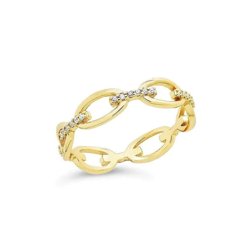 Sterling Silver Cz Open Chain Link Ring