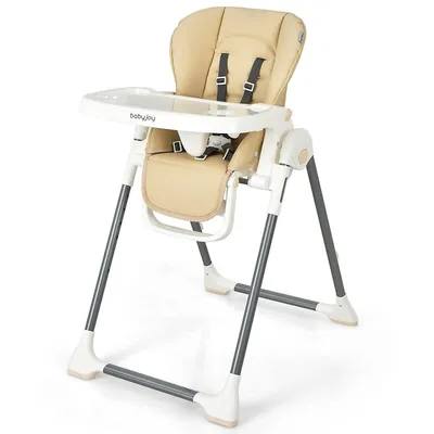 Babyjoy Foldable Baby High Chair W/ Double Removable Trays & Book Holder Greenbeige