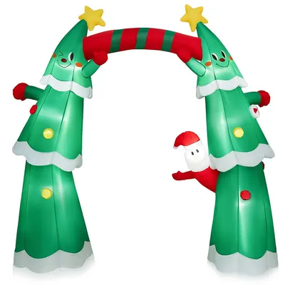 11ft Inflatable Christmas Tree Arch Party Decoration With Santa Claus Led Lights