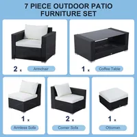7pcs Rattan Sectional Sofa Set