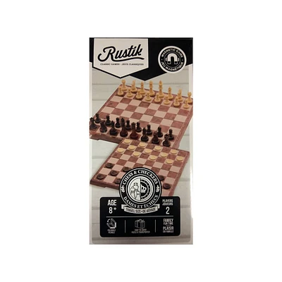 2 In 1 Magnetic Folding Peach Wood Chess And Checkers Set