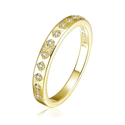 14k Yellow Gold Plated Cubic Zirconia Band Ring