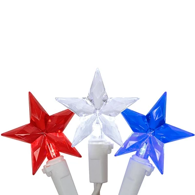 30ct Led Patriotic Stars Fourth Of July String Light Set, 7ft White Wire