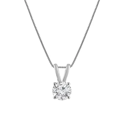 14K White Gold & CT. T.W. Round-Cut Lab-Grown Diamond Solitaire Pendant Necklace