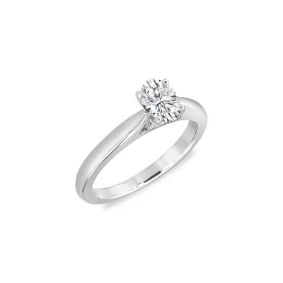 14K White Gold & CT. T.W. Oval-Cut Lab-Grown Diamond Solitaire Ring