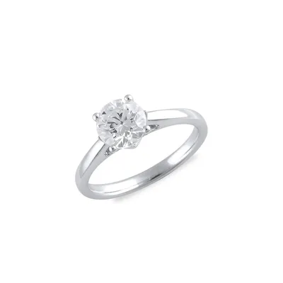 14K White Gold & CT. T.W. Round-Cut Lab-Grown Diamond Solitaire Ring