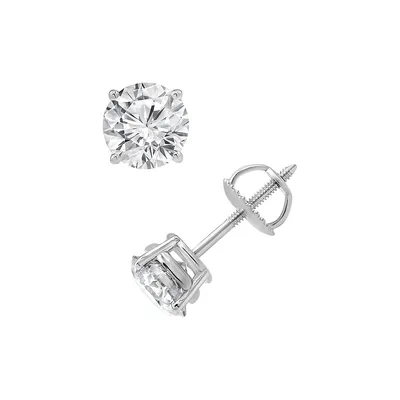 14K White Gold & CT. T.W. Round-Cut Lab-Grown Diamond Solitaire Stud Earrings