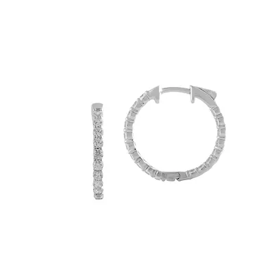 14K White Gold & 1 CT. T.W. Round-Cut Lab-Grown Diamond Hoop Earrings