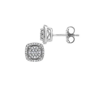 Sterling Silver & 0.10 CT. T.W. Diamond Stud Earrings