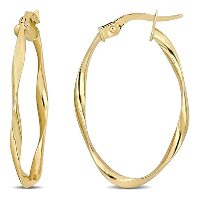 19mm Twisted Hoop Earrings In 10k Yellow Gold
