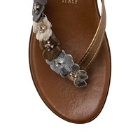 Sandales compensées à entredoigts et motif floral Emina pour femmes