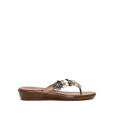 Sandales compensées à entredoigts et motif floral Emina pour femmes