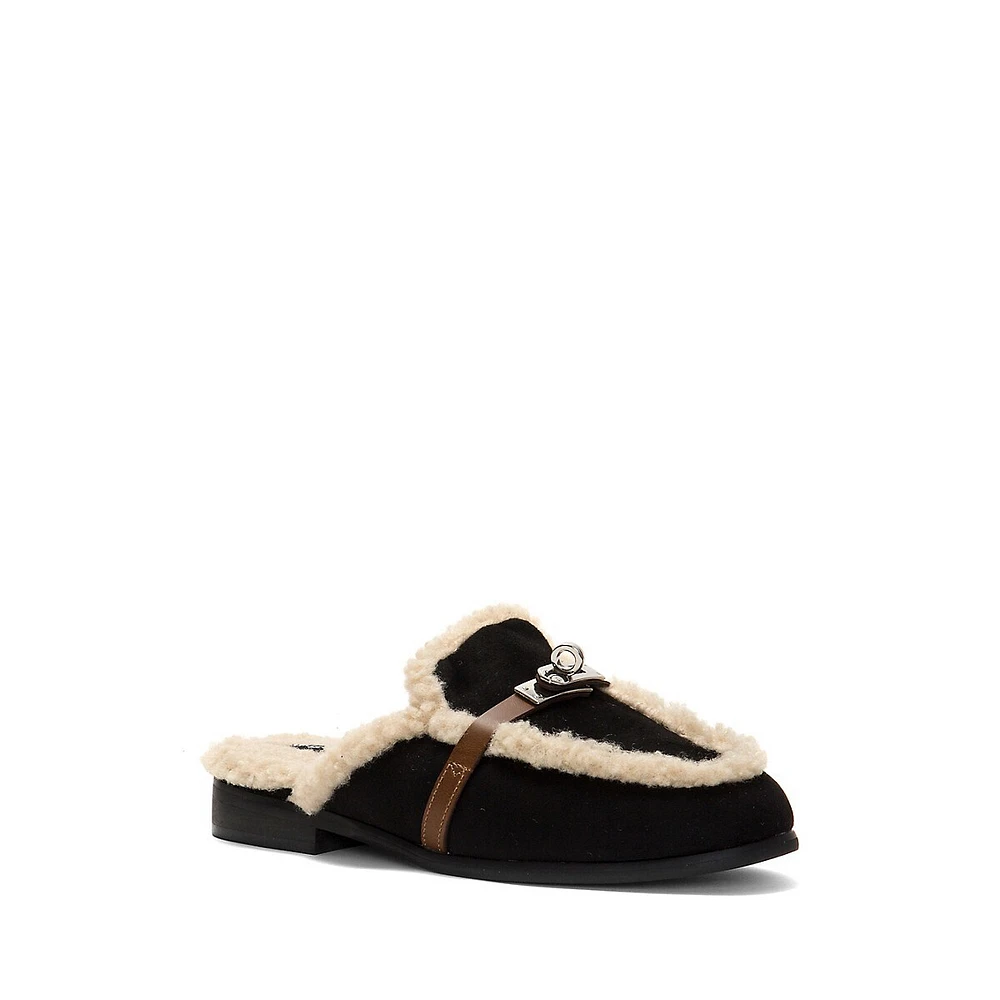 Lady Liberty Faux Fur-Lined Suedette Mules