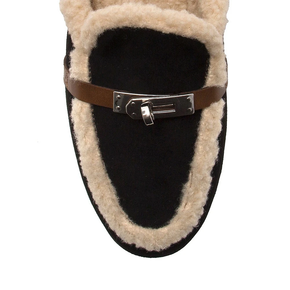 Lady Liberty Faux Fur-Lined Suedette Mules