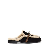 Lady Liberty Faux Fur-Lined Suedette Mules