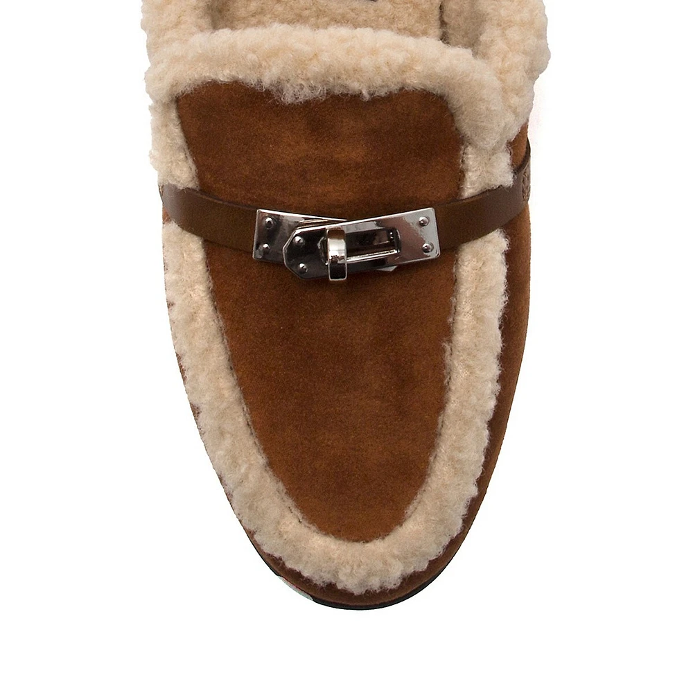 Lady Liberty Faux Fur-Lined Suedette Mules