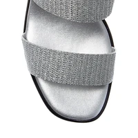 Metallic-Strap Block-Heel Sandals