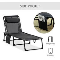 Folding Lounge Chair With Adjustable Back, Removable Pillow
