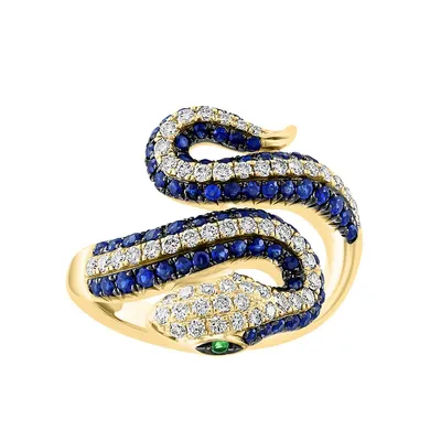 Diamond Sapphire Snake Ring