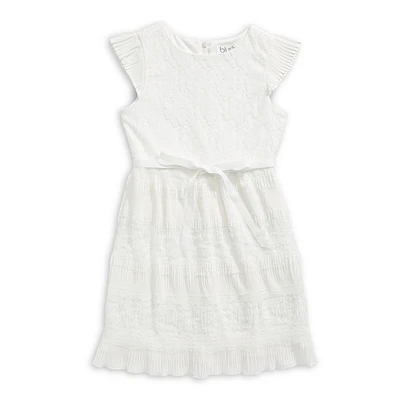 Girl's Pleated Lace Dress