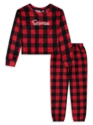 Girl's Plaid 2-Piece Pyjama Top & Pants Set