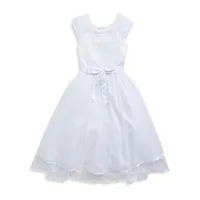 Robe de communion courte-longue en satin et tulle pour fille