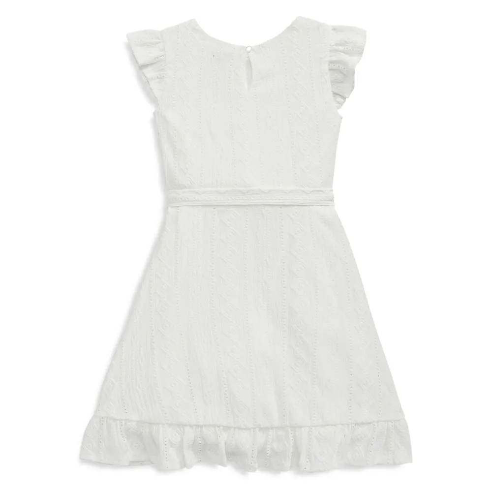 Girl's Faux Lace Tiered Dress