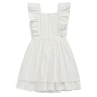 Little Girl's Ruffles and Lace Pinafore-Style Dress