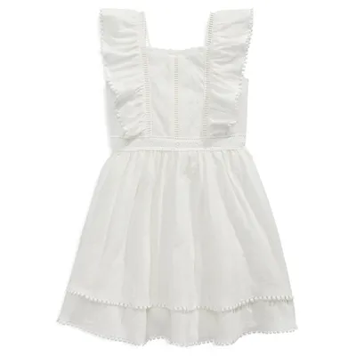 Little Girl's Ruffles and Lace Pinafore-Style Dress