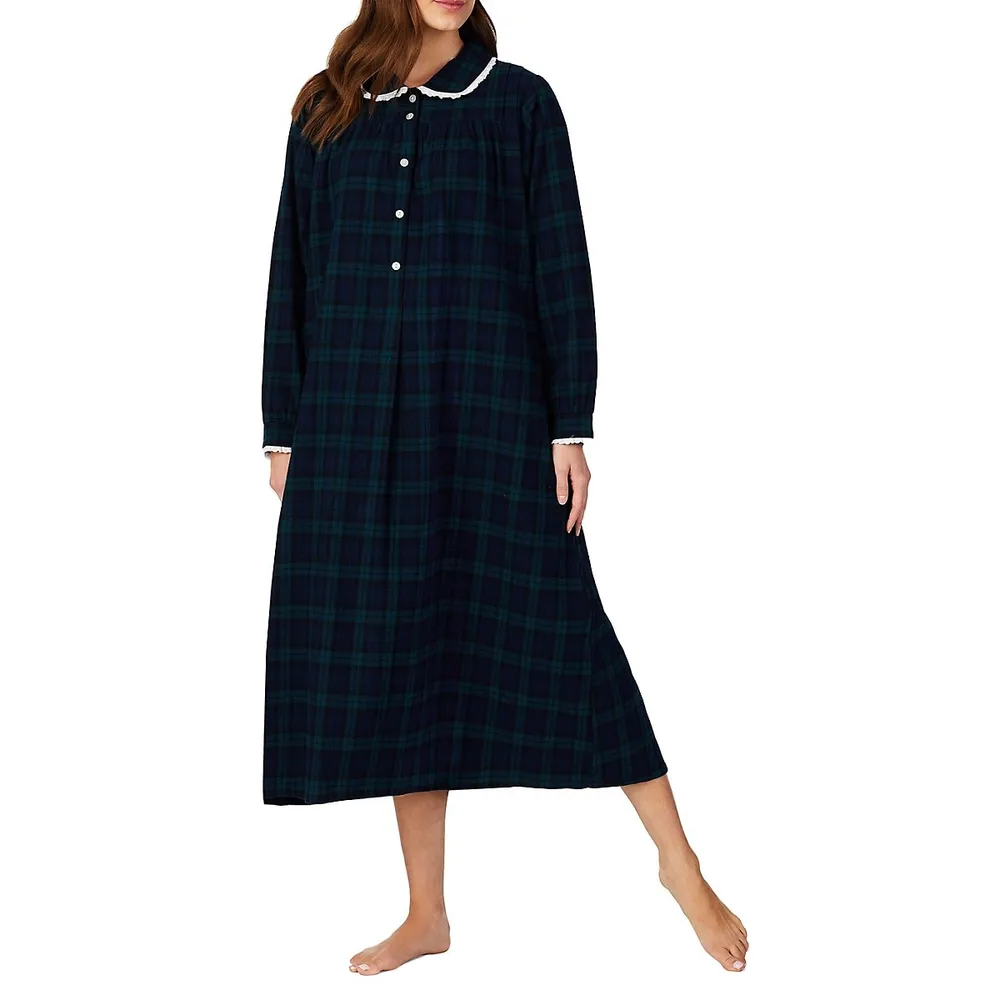 Women's Long Sleeve Flannel Nightgown