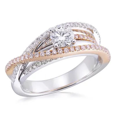 Canadian Dreams 14k Two Tone .45ctw Center Solitaire With Diamond Wrap Bands