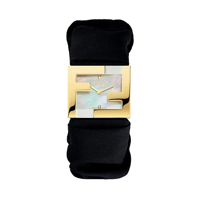 Mania Baguette Black Nylon Timepiece Watch