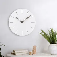 12-inch Frameless Round Wall Clock, Non-ticking, White